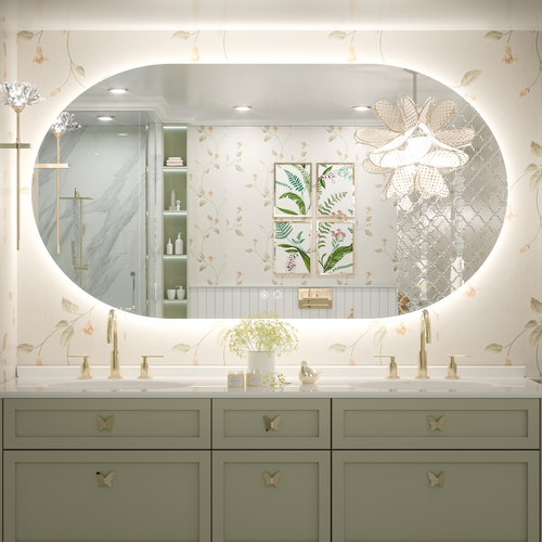 3 Color Backlit LED Bathroom Mirror Anti-Fog Dimmable Wall Mounted Vanity Mirror 3000K 4500K 6000K IP54 Waterproof