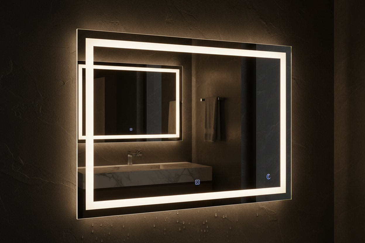 3 Color Frontlit & Backlit LED Bathroom Mirror Anti-Fog Dimmable Wall Mounted Vanity Mirror 3000K 4500K 6000K IP54 Waterproof