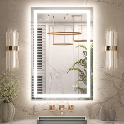 3 Color Backlit LED Bathroom Mirror Anti-Fog Dimmable Wall Mounted Vanity Mirror 3000K 4500K 6000K IP54 Waterproof