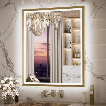 3 Color Energy Saving Frontlit & Backlit LED Bathroom Mirror Anti-Fog Dimmable Wall Mounted Vanity Mirror 3000K 4500K 6000K