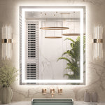 3 Color Backlit LED Bathroom Mirror Anti-Fog Dimmable Wall Mounted Vanity Mirror 3000K 4500K 6000K IP54 Waterproof