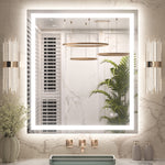 3 Color Backlit LED Bathroom Mirror Anti-Fog Dimmable Wall Mounted Vanity Mirror 3000K 4500K 6000K IP54 Waterproof