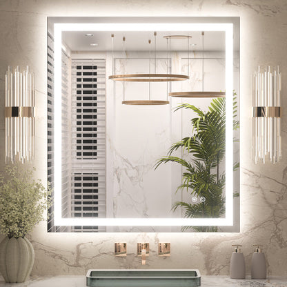 3 Color Backlit LED Bathroom Mirror Anti-Fog Dimmable Wall Mounted Vanity Mirror 3000K 4500K 6000K IP54 Waterproof