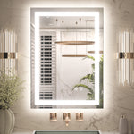 3 Color Energy Saving Frontlit & Backlit LED Bathroom Mirror Anti-Fog Dimmable Wall Mounted Vanity Mirror 3000K 4500K 6000K
