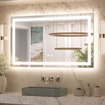3 Color Backlit LED Bathroom Mirror Anti-Fog Dimmable Wall Mounted Vanity Mirror 3000K 4500K 6000K IP54 Waterproof