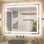 3 Color Backlit LED Bathroom Mirror Anti-Fog Dimmable Wall Mounted Vanity Mirror 3000K 4500K 6000K IP54 Waterproof