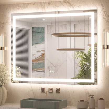 3 Color Backlit LED Bathroom Mirror Anti-Fog Dimmable Wall Mounted Vanity Mirror 3000K 4500K 6000K IP54 Waterproof