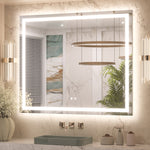 3 Color Energy Saving Frontlit & Backlit LED Bathroom Mirror Anti-Fog Dimmable Wall Mounted Vanity Mirror 3000K 4500K 6000K