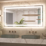 3 Color Energy Saving Frontlit & Backlit LED Bathroom Mirror Anti-Fog Dimmable Wall Mounted Vanity Mirror 3000K 4500K 6000K