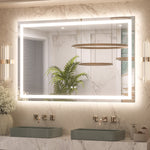 3 Color Energy Saving Frontlit & Backlit LED Bathroom Mirror Anti-Fog Dimmable Wall Mounted Vanity Mirror 3000K 4500K 6000K