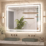 3 Color Energy Saving Frontlit & Backlit LED Bathroom Mirror Anti-Fog Dimmable Wall Mounted Vanity Mirror 3000K 4500K 6000K