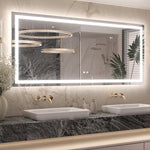3 Color Energy Saving Frontlit & Backlit LED Bathroom Mirror Anti-Fog Dimmable Wall Mounted Vanity Mirror 3000K 4500K 6000K