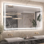 3 Color Backlit LED Bathroom Mirror Anti-Fog Dimmable Wall Mounted Vanity Mirror 3000K 4500K 6000K IP54 Waterproof