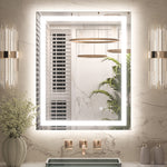 3 Color Energy Saving Frontlit & Backlit LED Bathroom Mirror Anti-Fog Dimmable Wall Mounted Vanity Mirror 3000K 4500K 6000K