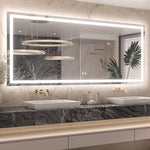 3 Color Energy Saving Frontlit & Backlit LED Bathroom Mirror Anti-Fog Dimmable Wall Mounted Vanity Mirror 3000K 4500K 6000K
