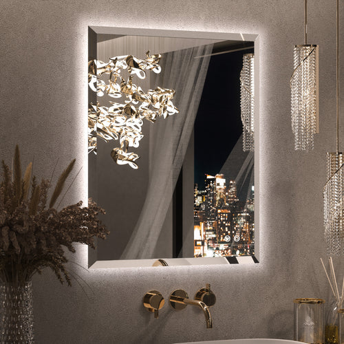 3 Color Energy Saving Frontlit & Backlit LED Bathroom Mirror Anti-Fog Dimmable Wall Mounted Vanity Mirror 3000K 4500K 6000K