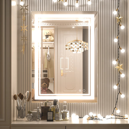 3 Color LED Bathroom Mirror Frontlit Anti Fog Dimmable Wall Mount Vanity Mirror 3000K 4500K 6000K