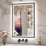 3 Color Frontlit & Backlit LED Bathroom Mirror Anti-Fog Dimmable Wall Mounted Vanity Mirror 3000K 4500K 6000K IP54 Waterproof