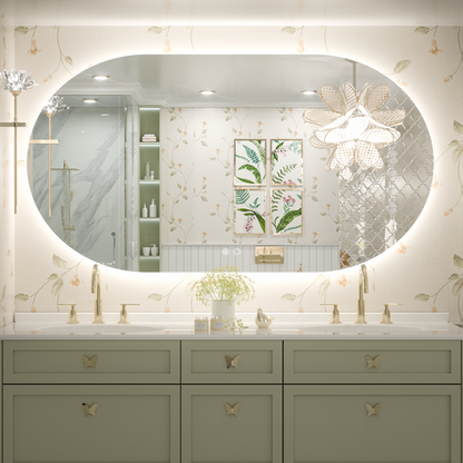 3 Color Frontlit & Backlit LED Bathroom Mirror Anti-Fog Dimmable Wall Mounted Vanity Mirror 3000K 4500K 6000K IP54 Waterproof