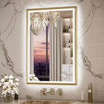 3 Color Frontlit & Backlit LED Bathroom Mirror Anti-Fog Dimmable Wall Mounted Vanity Mirror 3000K 4500K 6000K IP54 Waterproof