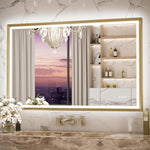 3 Color Frontlit & Backlit LED Bathroom Mirror Anti-Fog Dimmable Wall Mounted Vanity Mirror 3000K 4500K 6000K IP54 Waterproof