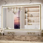 3 Color Frontlit & Backlit LED Bathroom Mirror Anti-Fog Dimmable Wall Mounted Vanity Mirror 3000K 4500K 6000K IP54 Waterproof