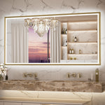 3 Color Frontlit & Backlit LED Bathroom Mirror Anti-Fog Dimmable Wall Mounted Vanity Mirror 3000K 4500K 6000K IP54 Waterproof