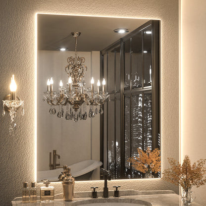 3 Color Frontlit & Backlit LED Bathroom Mirror Anti-Fog Dimmable Wall Mounted Vanity Mirror 3000K 4500K 6000K IP54 Waterproof