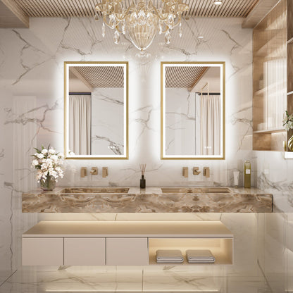 3 Color Frontlit & Backlit LED Bathroom Mirror Anti-Fog Dimmable Wall Mounted Vanity Mirror 3000K 4500K 6000K IP54 Waterproof