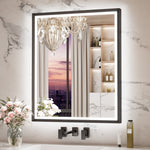 3 Color Frontlit & Backlit LED Bathroom Mirror Anti-Fog Dimmable Wall Mounted Vanity Mirror 3000K 4500K 6000K IP54 Waterproof